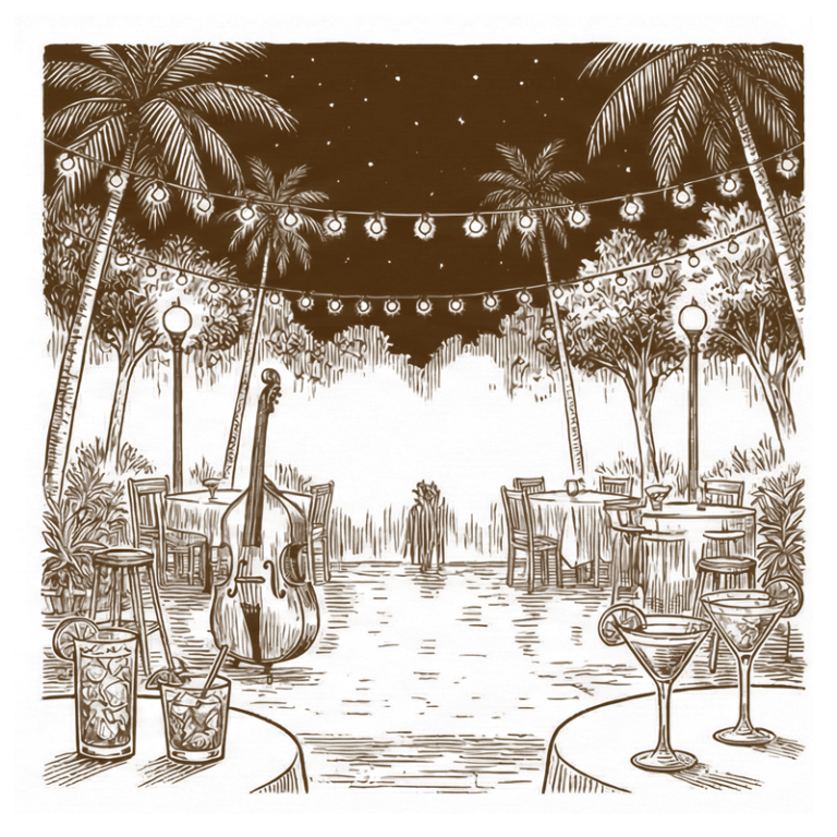 hand-drawn depiction of Vibrant Nightlife